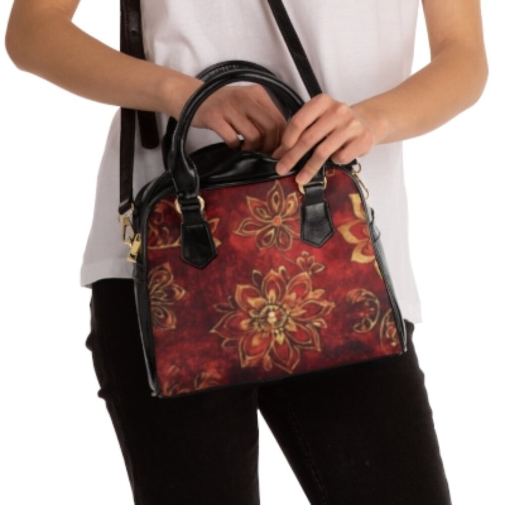 Floral Velvet Shoulder Handbag